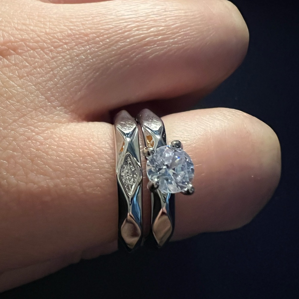 2pcs/Set Exquisite Cubic Zirconia Decor Ring For Couple For Daily Decoration